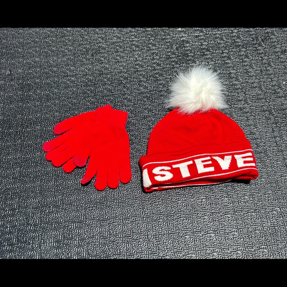 Steve Madden: Red Beanie: Red Gloves : Both Included